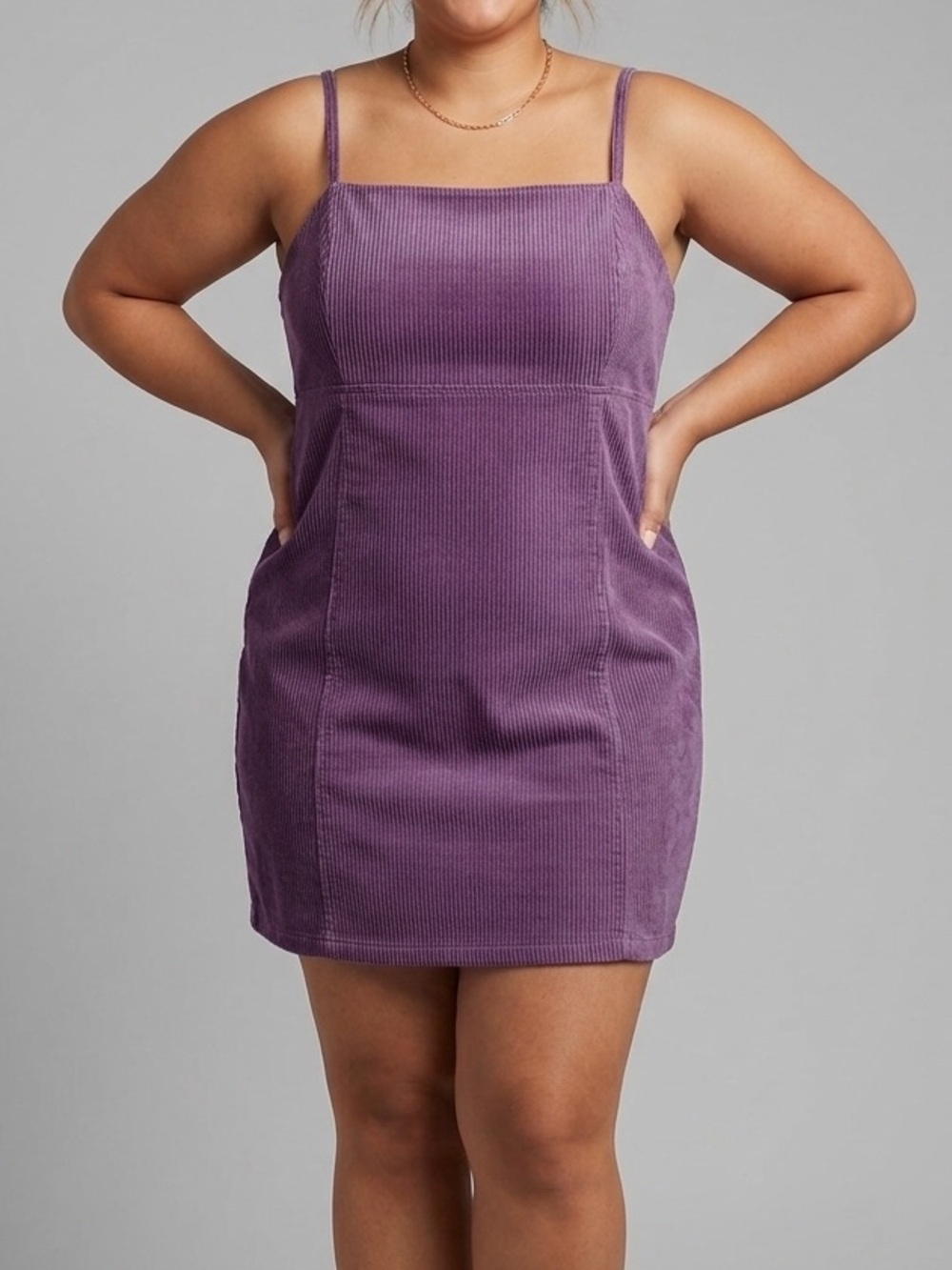 Wild Fable Corduroy Square-Neck Mini Dress in Purple